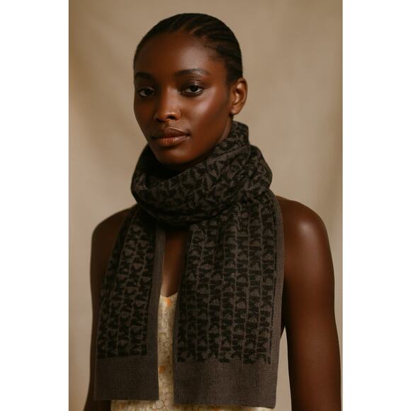 Michael Kors Accessories - Michael Kors MK Logo Unisex BlackGrey Knitted Rectangle Scarf 9.5x35” NeckWarmer